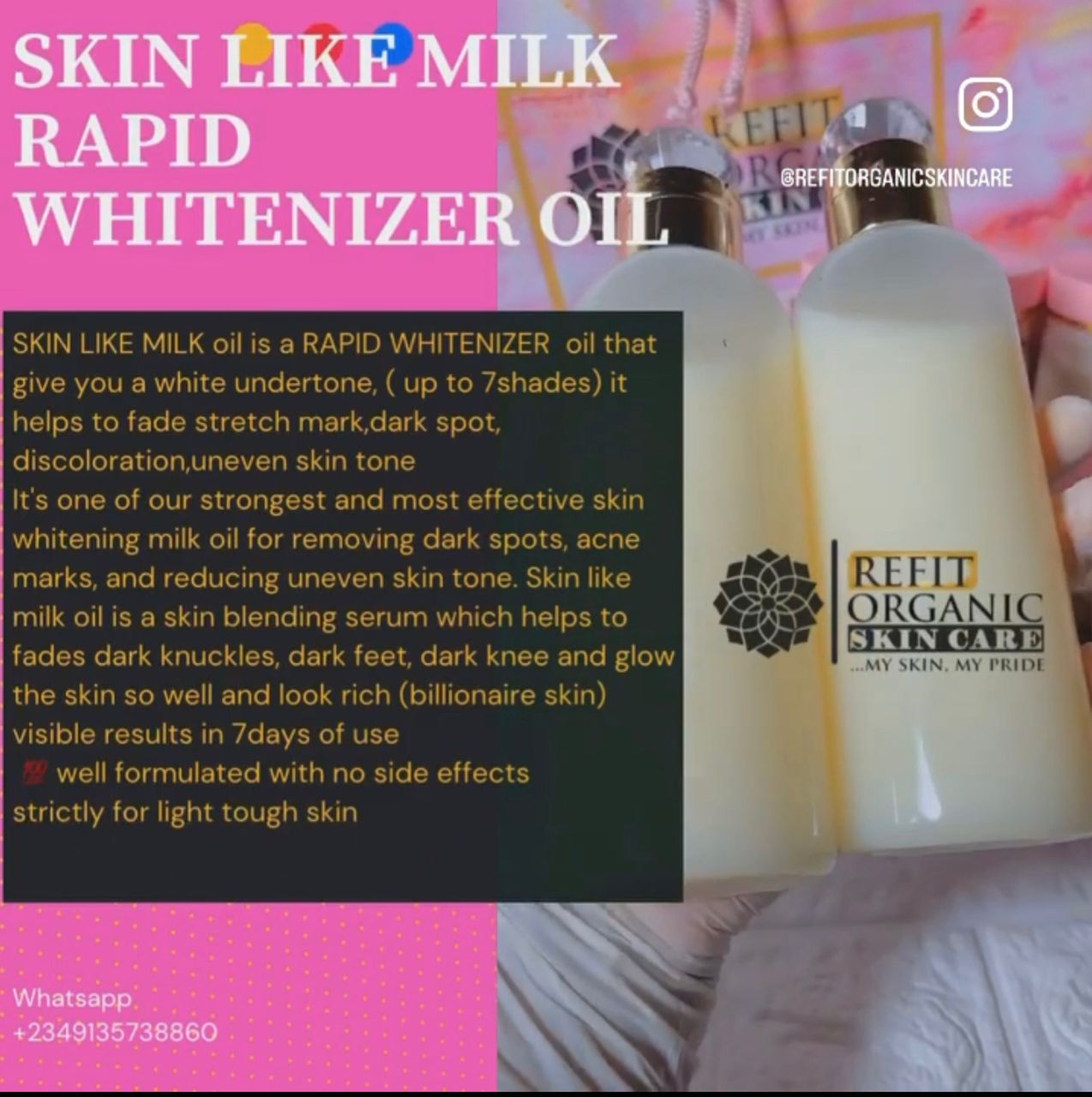 SKIN LIKE MILK RAPID WHITENIZER OIL